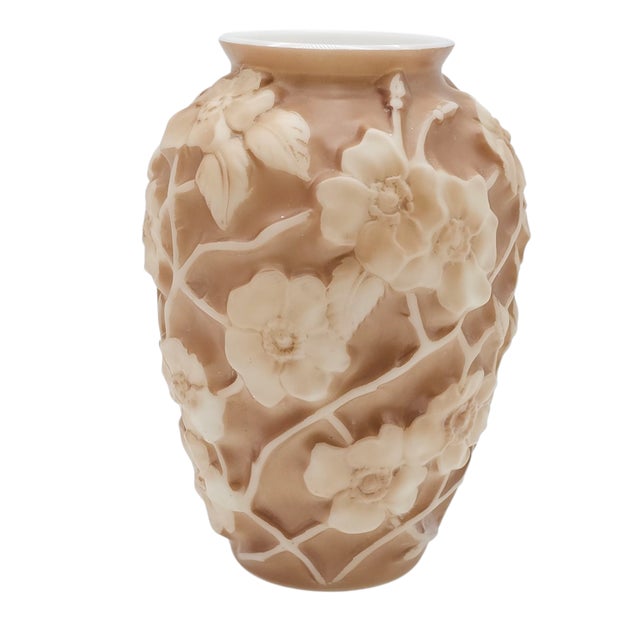 1930s Phoenix Consolidated Art Deco Dogwood Vase in Satin Brown Glass For Sale - Image 4 of 7