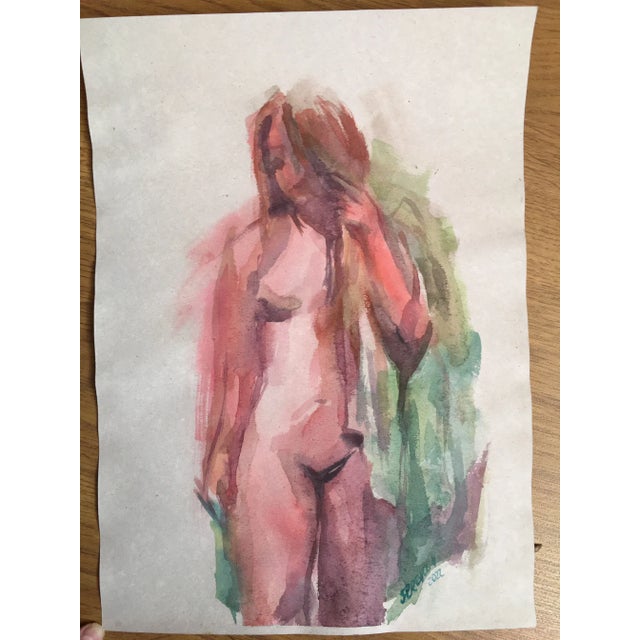 Contemporary Original Expressionist Female Nude Watercolor Painting by Valeriya Serova For Sale - Image 10 of 10
