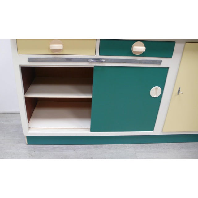 Cream Kitchen Cabinet with Sliding Doors and Table Pull-Out from Musterring International, 1950s For Sale - Image 8 of 10