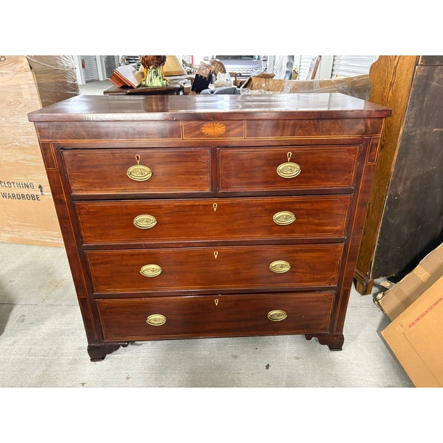 19th Century English Mahogany Two Over Three Chest of Drawers, 19th Century For Sale - Image 5 of 12