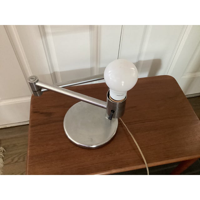 Metal 1970s Walter Von Nessen Mid Century Modern Swing Arm Chrome Desk Lamp For Sale - Image 7 of 14
