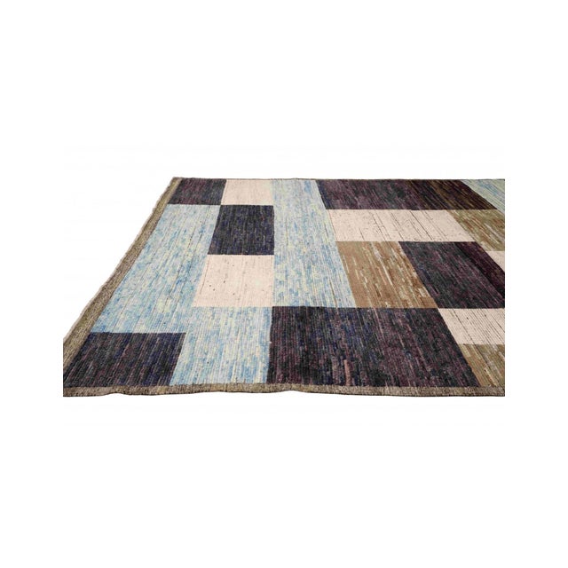 Blue & Purple Modern Wool Rug For Sale - Image 4 of 7