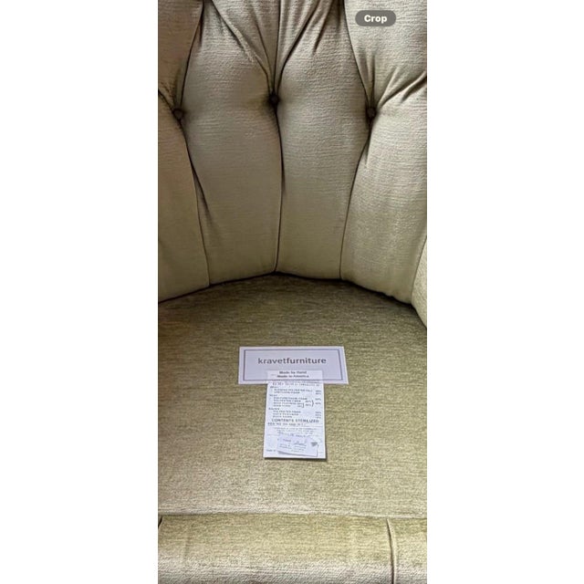 Custom Tufted Green Lounge Chair & Ottoman Set in Floral Colefax and Fowler For Sale - Image 12 of 18