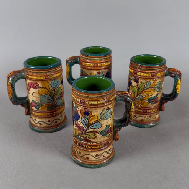 Vintage Hand-Painted Majolica Beer Mugs from Deruta Mancinelli, 1970s, Set of 4 For Sale - Image 11 of 11