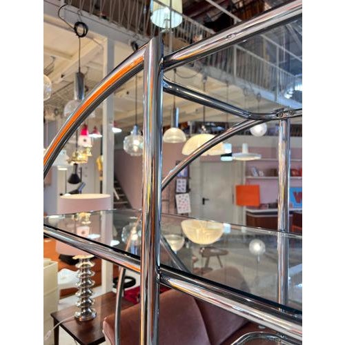 Glass Round Room Divider in Chrome and Glass For Sale - Image 7 of 11