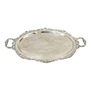 Vintage Epca Bristol Silver by Poole 73 16 Silver Plated Oval Platter Bar Tray For Sale