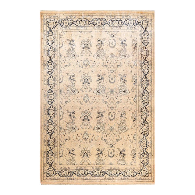 Mogul, One-of-a-Kind Hand-Knotted Area Rug in Beige, 6' 2" x 9' 3" For Sale