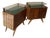 Vintage Beech and Walnut Bedside Tables with Green Glass Top and Clear Glass Shelf, Italy, 1950s, Set of 2 For Sale