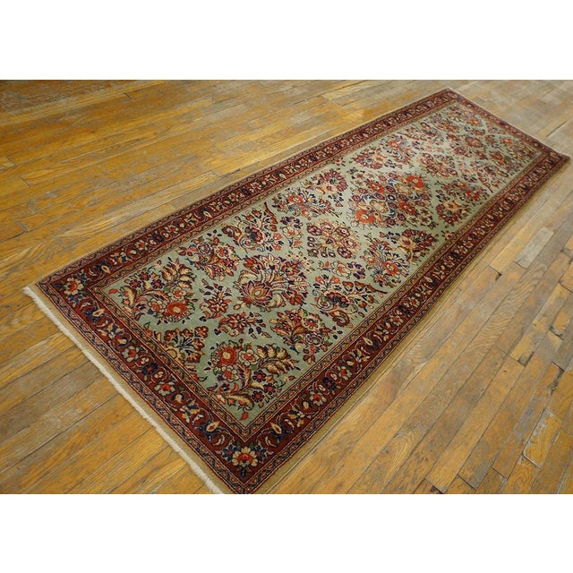 Antique Persian Sarouk Rug, Size: 2'7" x 8'0" Antique Sarouk Hallway Runner Wool Rug, Country of Origin: Iran / Persia,...