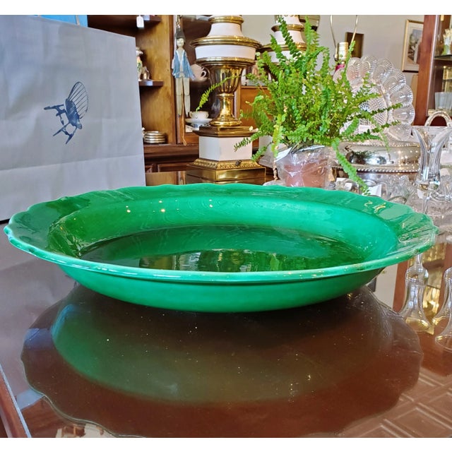 Art Deco 1930s Paul Milet Sèvres Art Deco Era Large Green Glaze Bowl, France For Sale - Image 3 of 9