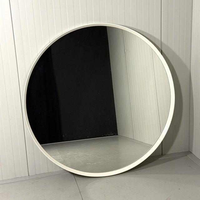 White Round Wooden Wall Mirror, 1970s For Sale - Image 18 of 18