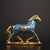 This elegant sculpture depicts a horse in a dynamic, prancing pose, a traditional symbol of success, perseverance, and...