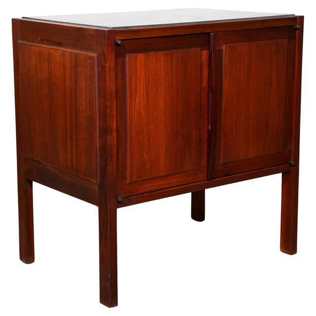 Jack Cartwright Walnut Nightstand With Slate Top, Mid-Century Modern Side Table For Sale In Miami - Image 6 of 11