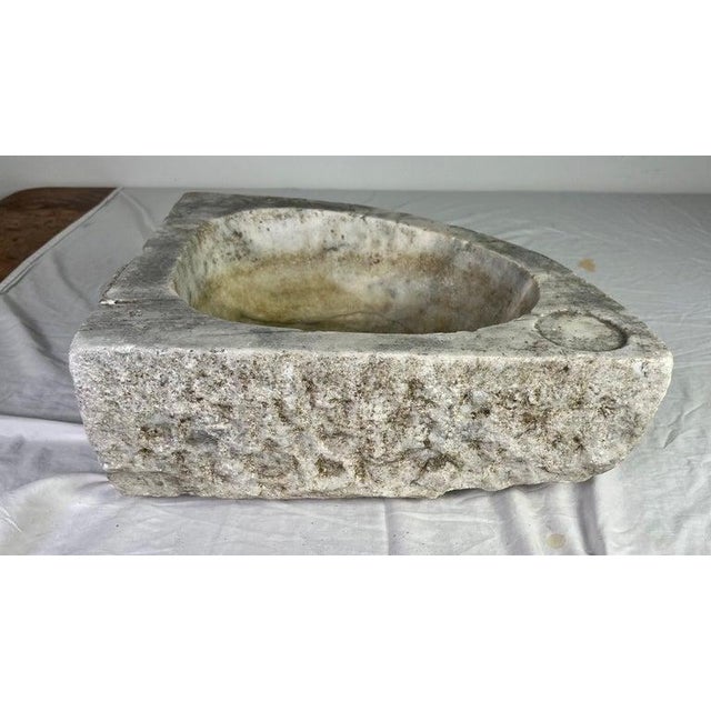19th Century 19th C. Hand Chiseled French Stone Sink For Sale - Image 5 of 12