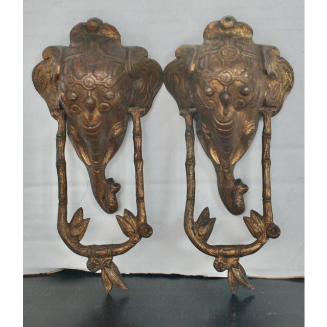Antique Brass Elephant Door Knocker, 1900s, Set of 2 For Sale - Image 4 of 8