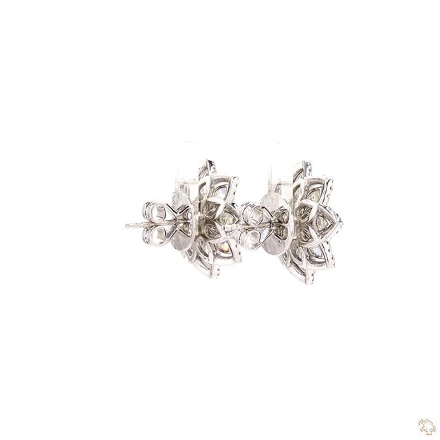 Metal 1.33 Carat Round Brilliant Cut Diamond Gold Earrings, Pair For Sale - Image 7 of 9