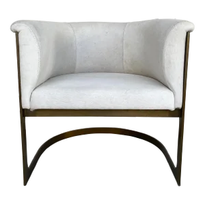Global Views Modern Hair on Hide Barrel Back Reagan Lounge Chair