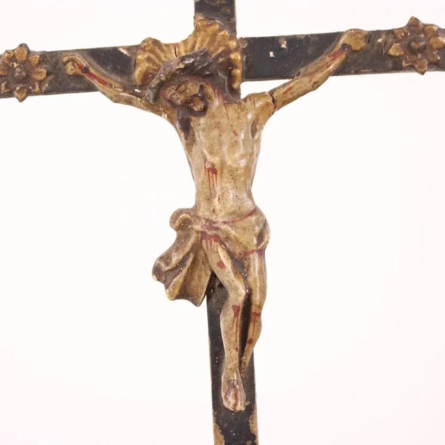 Carved and Lacquered Wood Crucifix For Sale - Image 5 of 11