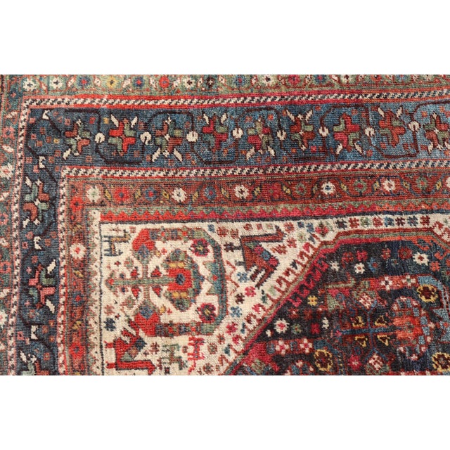 Late 19th Century Antique Persian Qashqai Rug With Intricate Tribal Motifs and Rich Color Palette 6'10"x9'3" For Sale - Image 5 of 11