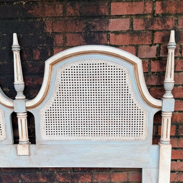 Dixie Mid-Century Dixie Queen Headboard in Swedish Gustavian Style - Newly Painted For Sale - Image 4 of 15