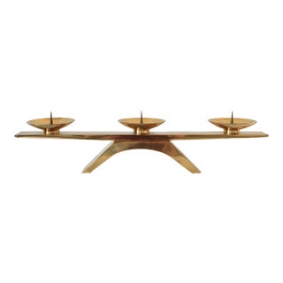Vintage Japanese Modernist Brass Candle Holder For Sale