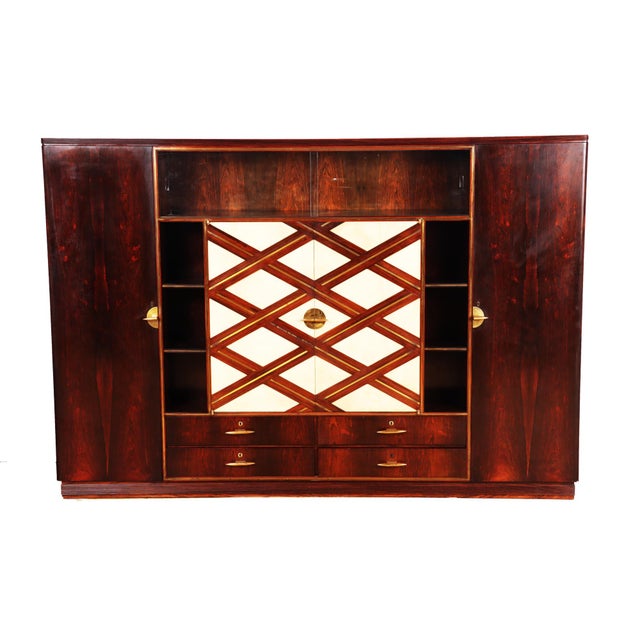 1940s Paolo Buffa Italian Rosewood and Parchment Cabinet For Sale - Image 9 of 9