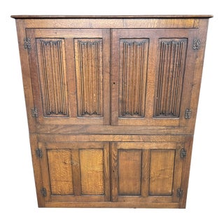 Narrow Oak Hall Cabinet, 1920 For Sale