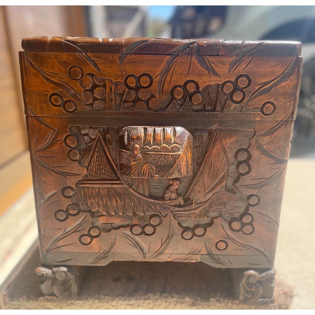 1920s Antique 1930s Chinese Hand-Carved Camphor Chest For Sale - Image 5 of 7