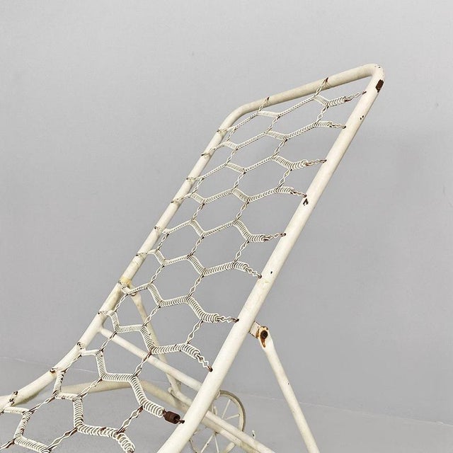 Gold Mid-Century Italian Modern White Iron Garden Deck-Chair or Chaise Longue, 1960s For Sale - Image 8 of 18