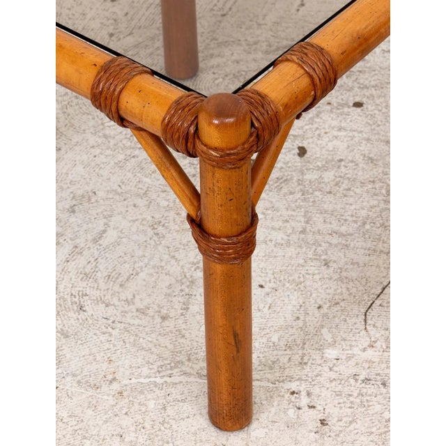 Pair Vintage Rattan Wrapped Tables For Sale - Image 10 of 11