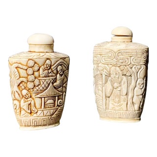 Vintage Hand Carved Chinese Hand Carved Sniffers - A Pair For Sale