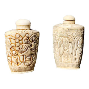 Vintage Hand Carved Chinese Hand Carved Sniffers - A Pair