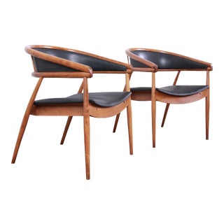 James Mont Style Mid-Century Modern Bentwood Club Chairs, Pair For Sale