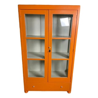 Vintage Spruce Showcase Cabinet For Sale