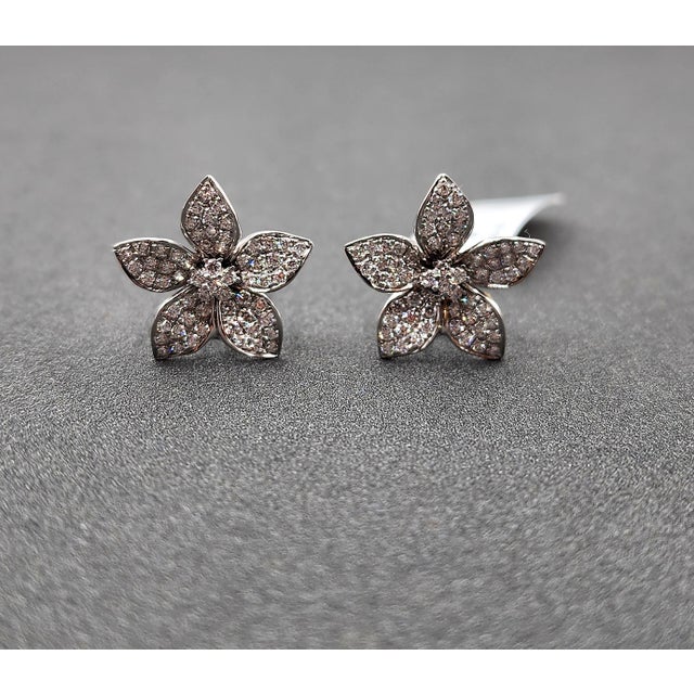 1.48 Ct Flowered Diamond Earrings - 2 Pieces For Sale - Image 4 of 9