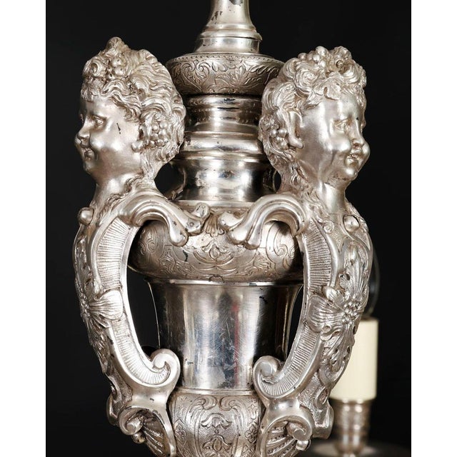 Antique English Silver-Plated Chandelier, 1920s For Sale - Image 4 of 16