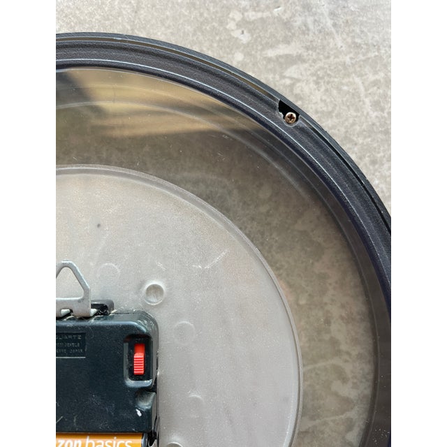 Vintage Howard Miller Black Memphis Era Postmodern Wall Clock Floating For Sale - Image 10 of 11