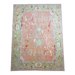 Oversized Turkish Contemporary Pastel Hand-Knotted Oushak Area Rug For Sale