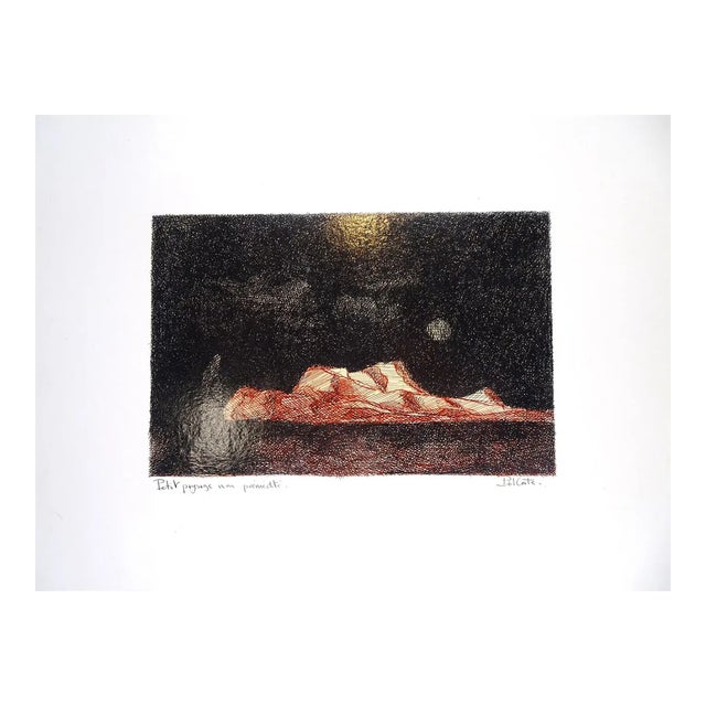 Petit Paysage non Prémédité - Pen Drawing on Cardboard by Paul Conte - 1980s 1980s For Sale