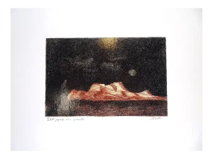 Petit Paysage non Prémédité - Pen Drawing on Cardboard by Paul Conte - 1980s 1980s