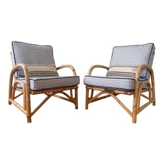1950s Vintage Bent Rattan Lounge Chairs- a Pair For Sale