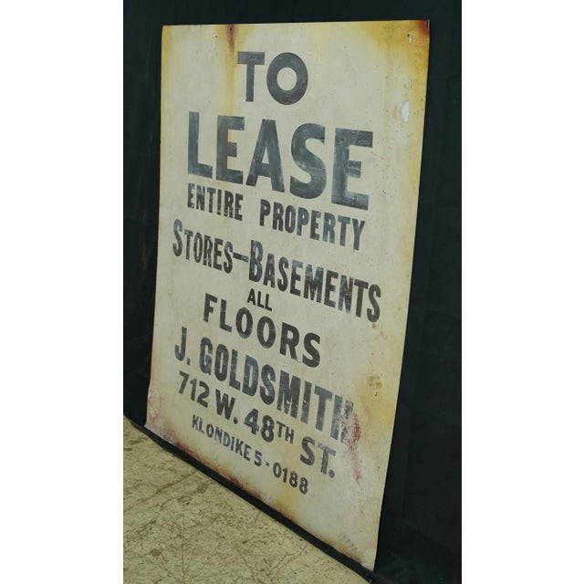 Traditional Newly Made Reclaimed Marty Supreme Property Leasing Aluminum Movie Prop Sign For Sale - Image 3 of 7