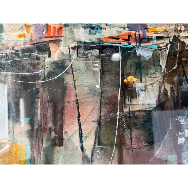 1980's Tom Anderson Abstract Expressionist Water Color Painting, Framed For Sale - Image 9 of 12