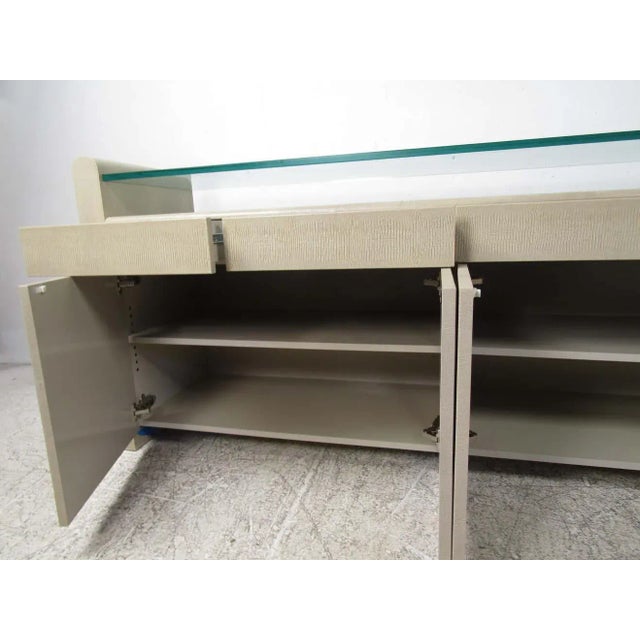Vintage Modern Buffet Table With Glass Shelf For Sale - Image 4 of 13