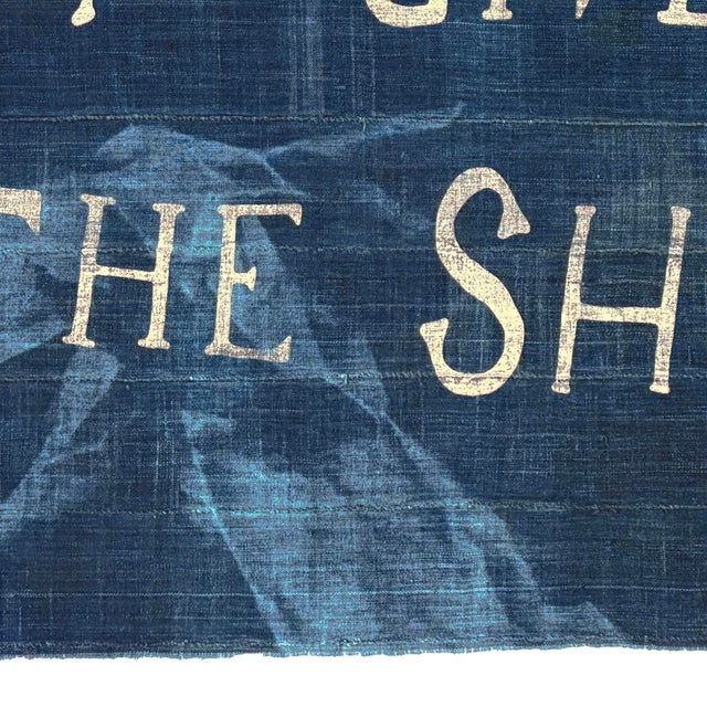 American Large Patchwork Indigo Flag, Don't Give Up the Ship For Sale - Image 3 of 5