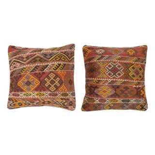 20"x20" SET OF 2 - Hand-Woven Kilim Cushion Covers. A pair of Lace Pillow Covers For Sale