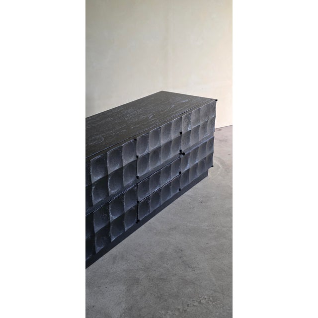 1970s Brutalist Credenza in Black Stained Oak by J. Batenburg for MI Belgium, 1970s For Sale - Image 5 of 16