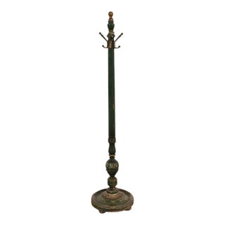 Stickley Brothers Antique Early American Country Cottage Green Lacquered Hall Tree, Circa 1920s For Sale