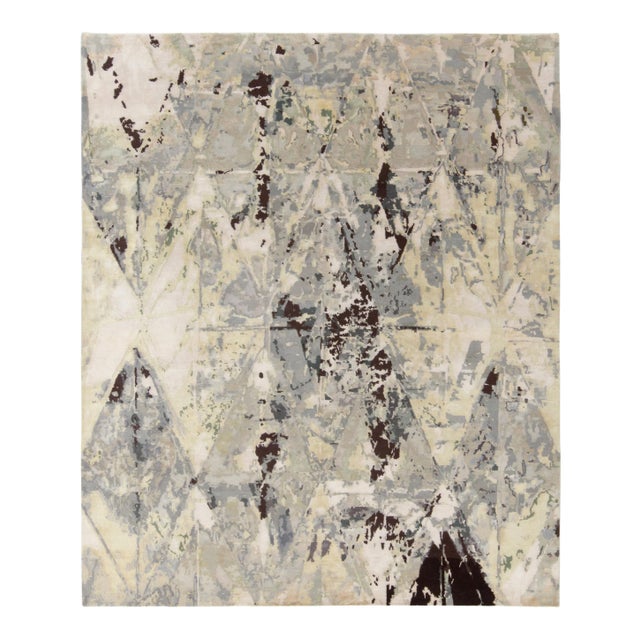 Hand-Knotted Abstract Art Rug in Gray and White Painterly Pattern by Rug & Kilim For Sale In New York - Image 6 of 6
