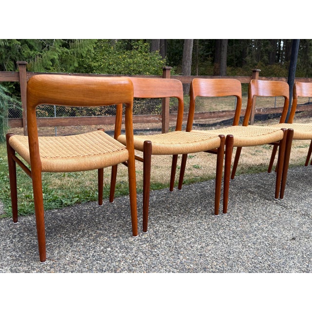 Copper Set of 6 Danish Modern Design Niels Otto Moller Model 75 Dining Chairs Jl Molller For Sale - Image 8 of 10
